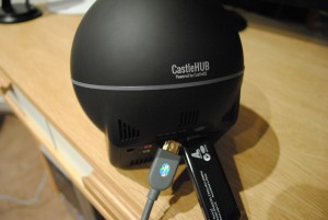 The CastleHUB with a HDMI cable and Zwave Module